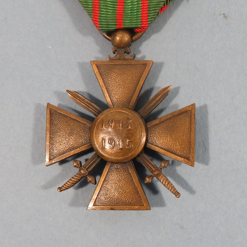 CROIX DE GUERRE 1914-1915 AVEC 1 PALME POUR CITATION A L'ORDRE DE L'ARMEE WW1 FRENCH WAR CROSS 1914 1918