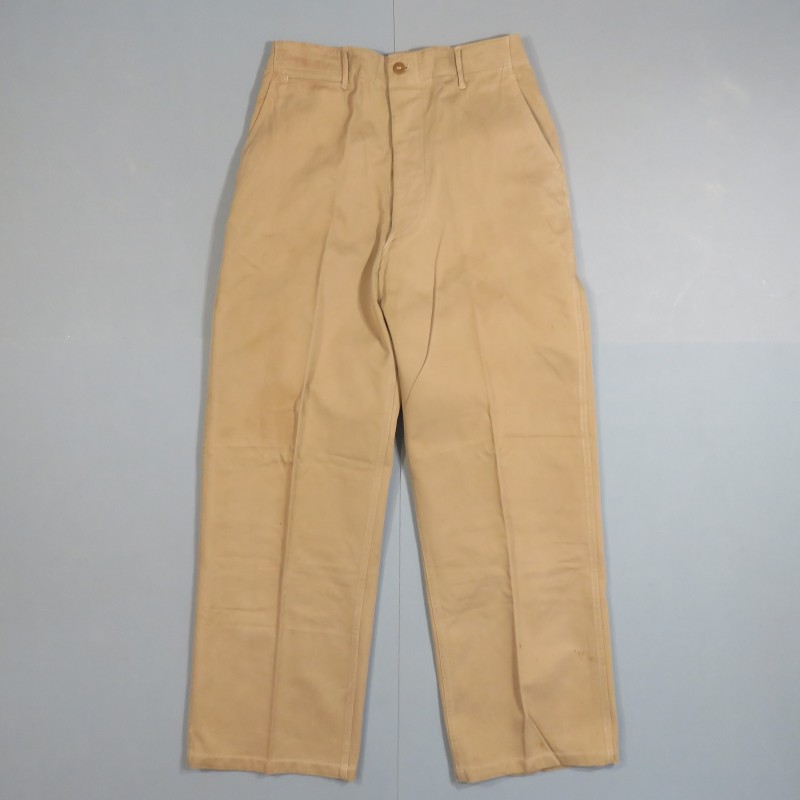 PANTALON US TROUPE CHINO MODELE 1937 COULEUR BEIGE TOUR DE TAILLE 80 cm UNIFORME GI WW2