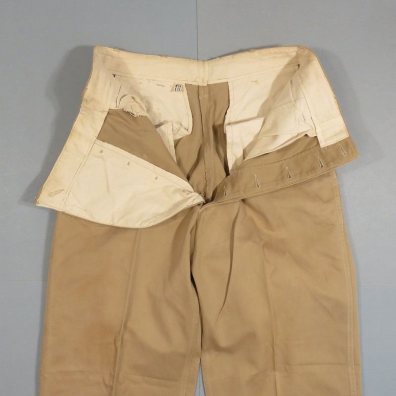 PANTALON US TROUPE CHINO MODELE 1937 COULEUR BEIGE TOUR DE TAILLE 80 cm UNIFORME GI WW2