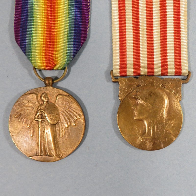 MEDAILLE INTERALLIEE DE LA VICTOIRE GRAVEUR PAUTOT-MATTEI ET DE LA GRANDE GUERRE 1914-1918 SURMOULAGE LOCAL AFN SYRIE