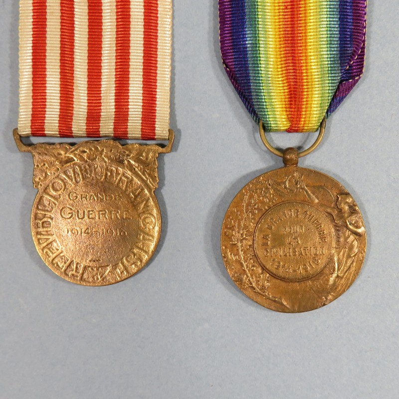 MEDAILLE INTERALLIEE DE LA VICTOIRE GRAVEUR PAUTOT-MATTEI ET DE LA GRANDE GUERRE 1914-1918 SURMOULAGE LOCAL AFN SYRIE