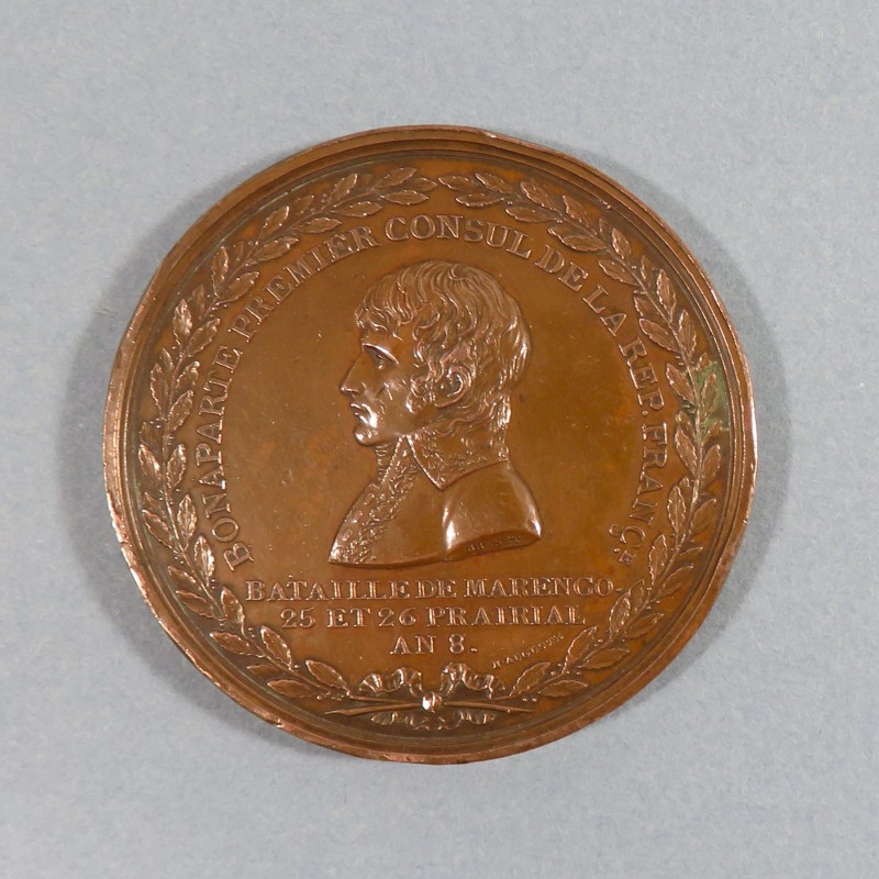 FRANCE MEDAILLE BONAPARTE PREMIER CONSUL BATAILLE DE MARENGO 25 ET 26 PRERIAL AN 8 1800 PAR H. AUGUSTE DIAMETRE 5 cm