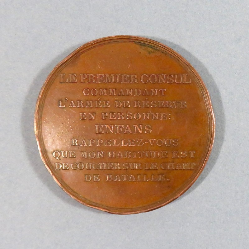 FRANCE MEDAILLE BONAPARTE PREMIER CONSUL BATAILLE DE MARENGO 25 ET 26 PRERIAL AN 8 1800 PAR H. AUGUSTE DIAMETRE 5 cm