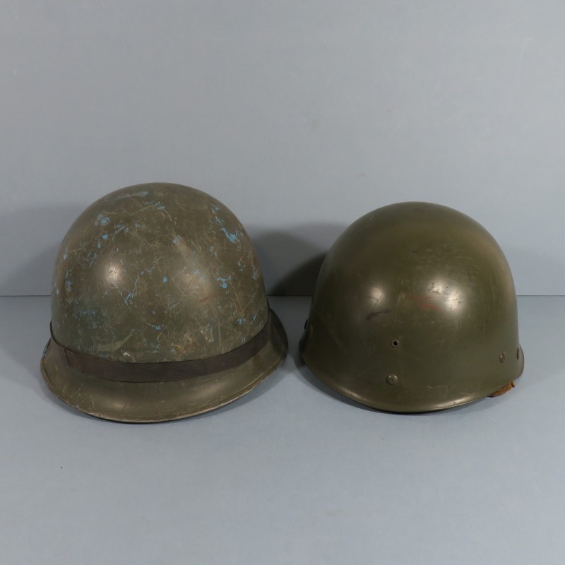 CASQUE FRANCAIS MODELE 1956 PARACHUTISTE CASQUE LOURD ANCIEN CASQUE ONU ET LINER 1963 FILET DE CAMOUFLAGE