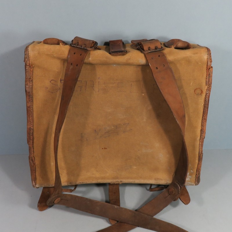 EQUIPEMENT FAUVE SAC A DOS AS DE CARREAU MODELE 1893 1915 HAVRESAC DATE 1927 CAMPAGNE 1939-1940 NOMINATIF