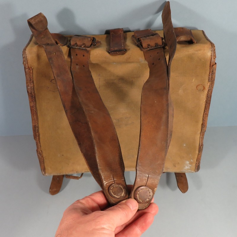 EQUIPEMENT FAUVE SAC A DOS AS DE CARREAU MODELE 1893 1915 HAVRESAC DATE 1927 CAMPAGNE 1939-1940 NOMINATIF