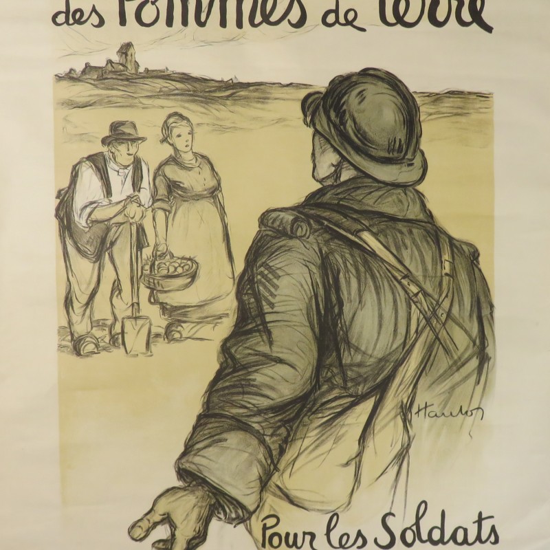 AFFICHE PATRIOTIQUE MINISTERE DE L'AGRICULTURE SEMEZ DES POMMES DE TERRE POUR LES SOLDATS GUERRE 1914-1918