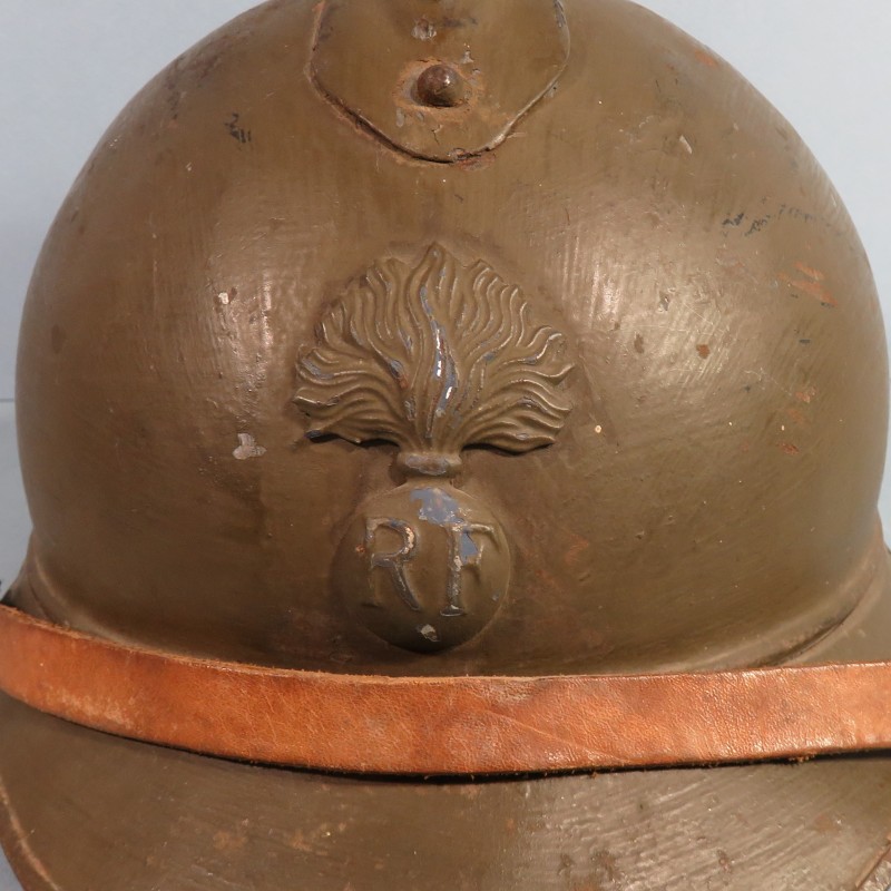 CASQUE ADRIAN MODELE 1915 INFANTERIE LEGION COMPLET GUERRE 1914-1918 COULEUR KAKI MARRON