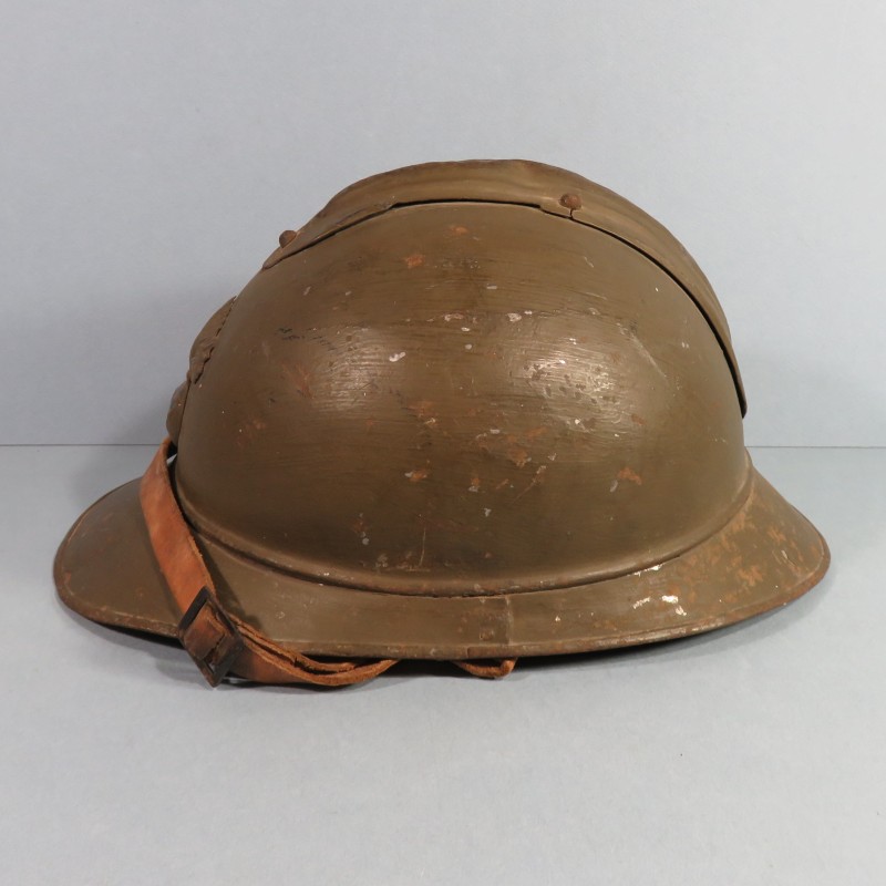 CASQUE ADRIAN MODELE 1915 INFANTERIE LEGION COMPLET GUERRE 1914-1918 COULEUR KAKI MARRON