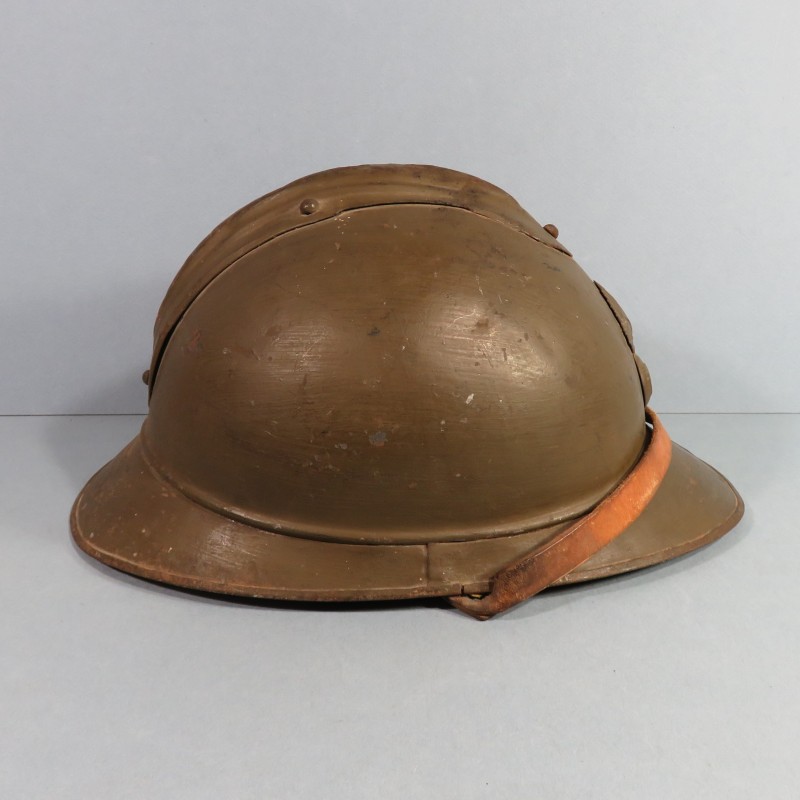 CASQUE ADRIAN MODELE 1915 INFANTERIE LEGION COMPLET GUERRE 1914-1918 COULEUR KAKI MARRON