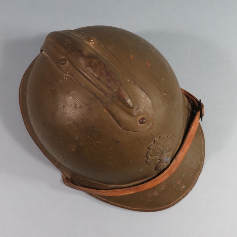 CASQUE ADRIAN MODELE 1915 INFANTERIE LEGION COMPLET GUERRE 1914-1918 COULEUR KAKI MARRON