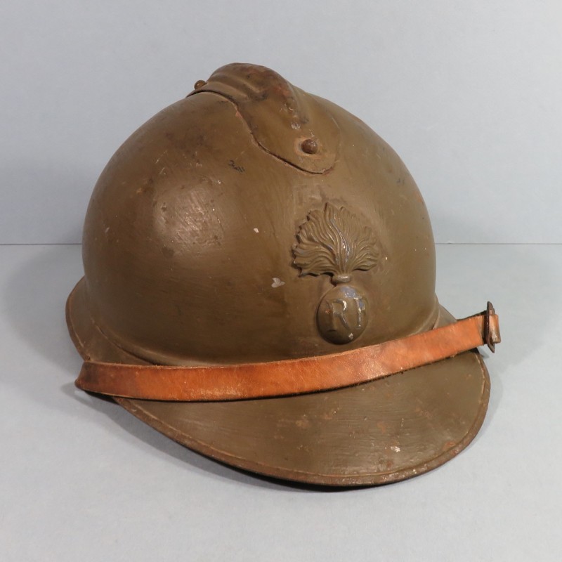 CASQUE ADRIAN MODELE 1915 INFANTERIE LEGION COMPLET GUERRE 1914-1918 COULEUR KAKI MARRON