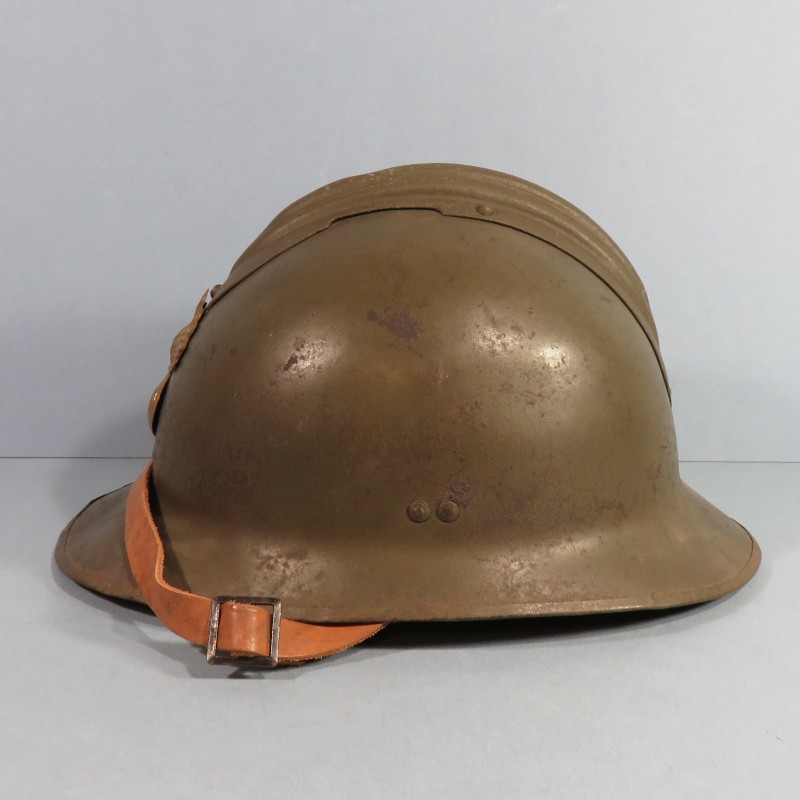 CASQUE TROUPE MODELE 1926 AVEC INSIGNE MODELE GENDARMERIE MOBILE INTERIEUR AVEC CUIR ALLEMAND TOA