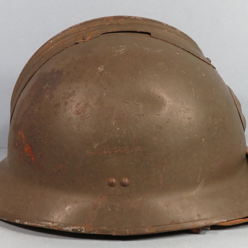 CASQUE TROUPE MODELE 1926 AVEC INSIGNE INFANTERIE MODELE 1937 POUR L'INFANTERIE INTERIEUR ERSATZ GRANDE TAILLE 60/62