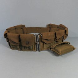 CEINTURON CARTOUCHIERE PORTE CHARGEURS GARAND US MUDELE 1923 COULEUR OD 7 AVEC POCHETTE A PANSEMENT