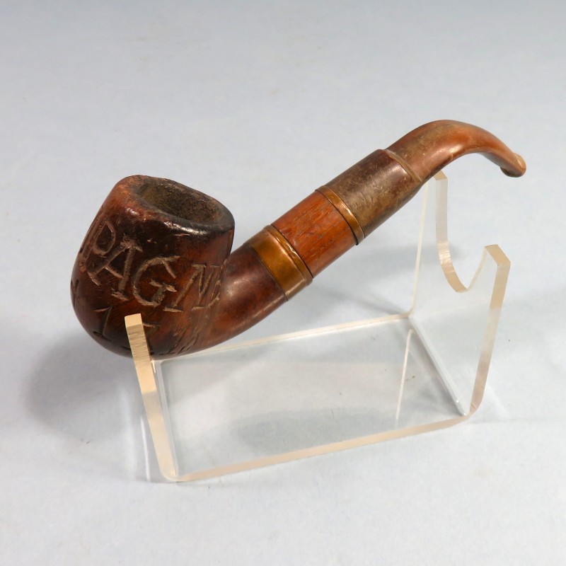 PIPE DE POILUS SCULPTEE CAMPAGNE 15-16+17-18 ARTISANAT DE TRANCHEES PREMIERE GUERRE TRANCH ART WW1 1914 1918