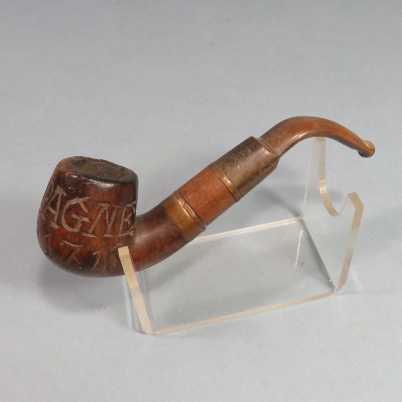 PIPE DE POILUS SCULPTEE CAMPAGNE 15-16+17-18 ARTISANAT DE TRANCHEES PREMIERE GUERRE TRANCH ART WW1 1914 1918