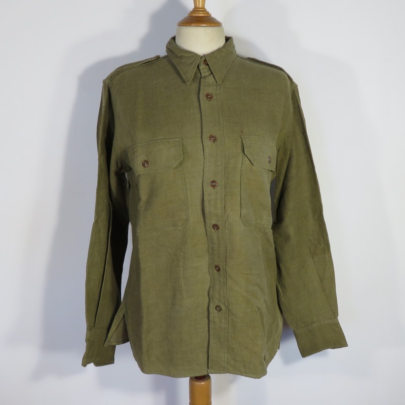 CHEMISE AMERICAINE US TROUPE MODELE 1937 ATTENTES POUR INSIGNES ET RAPPEL DE MEDAILLES ARMEE DE LIBERATION 1944 1945 INDOCHINE