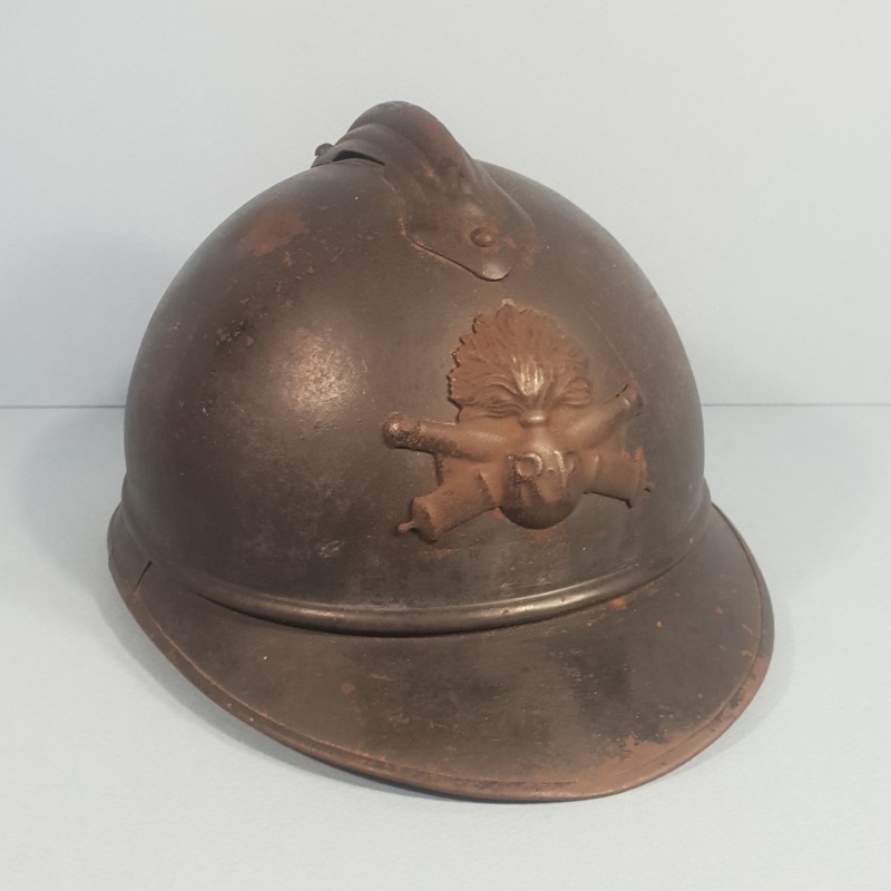 CASQUE ADRIAN MODELE 1915 ARTILLERIE COMPLET GUERRE 1914-1918 POILUS DE VERDUN JUS DE GRENIER