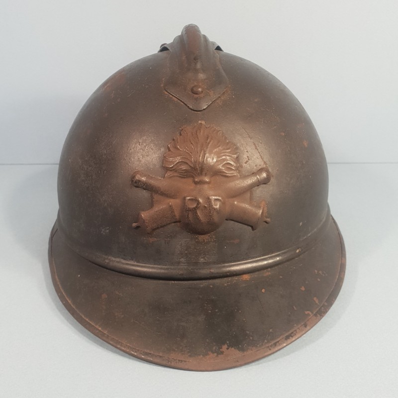 CASQUE ADRIAN MODELE 1915 ARTILLERIE COMPLET GUERRE 1914-1918 POILUS DE VERDUN JUS DE GRENIER