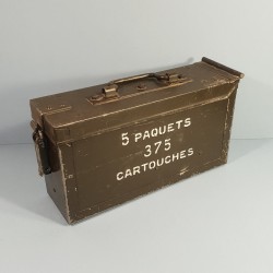 CAISSE A MUNITION ARMEE FRANCAISE 1940 POUR TROUPES MOTORISEES MAS36 CAL 7.5 MARQUEE 5 PAQUETS 375 CARTOUCHES