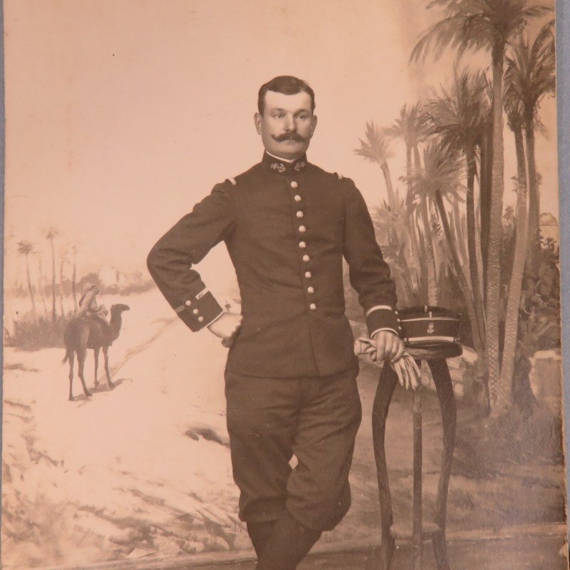 2 PHOTOS CPA CARTE POSTALE D'UN OFFICIER DU 8 ème BATAILLON COLONIAL D'INFANTERIE COLONIAL AU MAROC 1914 1918