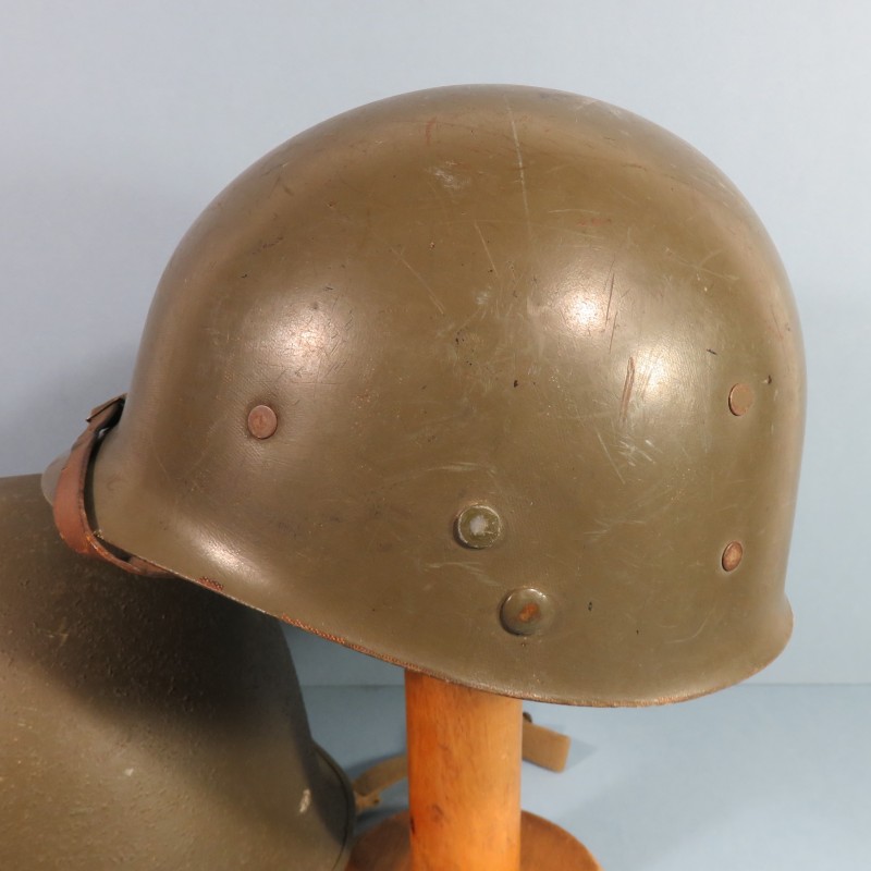 CASQUE FRANCAIS MODELE 1951 CASQUE LOURD FABRICANT FRANCK 1953 ET LINER PARA US WW2 MODIFIE INDOCHINE ALGERIE