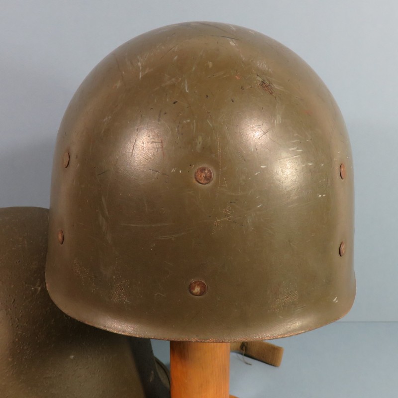 CASQUE FRANCAIS MODELE 1951 CASQUE LOURD FABRICANT FRANCK 1953 ET LINER PARA US WW2 MODIFIE INDOCHINE ALGERIE