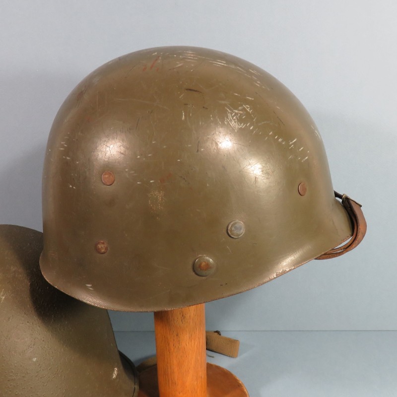 CASQUE FRANCAIS MODELE 1951 CASQUE LOURD FABRICANT FRANCK 1953 ET LINER PARA US WW2 MODIFIE INDOCHINE ALGERIE