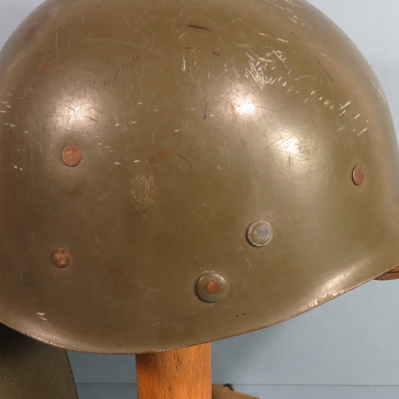 CASQUE FRANCAIS MODELE 1951 CASQUE LOURD FABRICANT FRANCK 1953 ET LINER PARA US WW2 MODIFIE INDOCHINE ALGERIE