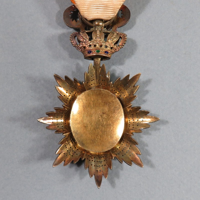 ANNAM MEDAILLE D'OFFICIER DE L'ORDRE DU DRAGON D'ANNAM RUBAN MILITAIRE DU PREMIER TYPE 1886