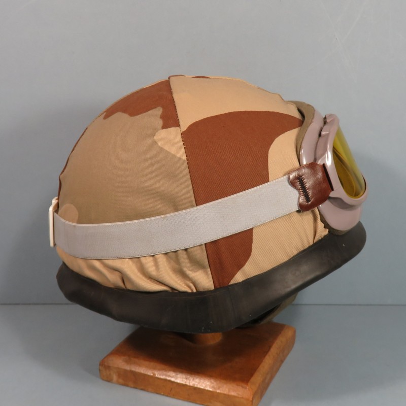 CASQUE F1 CAMOUFLE DAGUET PREMIERE GUERRE DU GOLF 1990 - 1991 COUVRE CASQUE ET LUNETTES BOLLE LEGION ETRANGERE DATES 1990