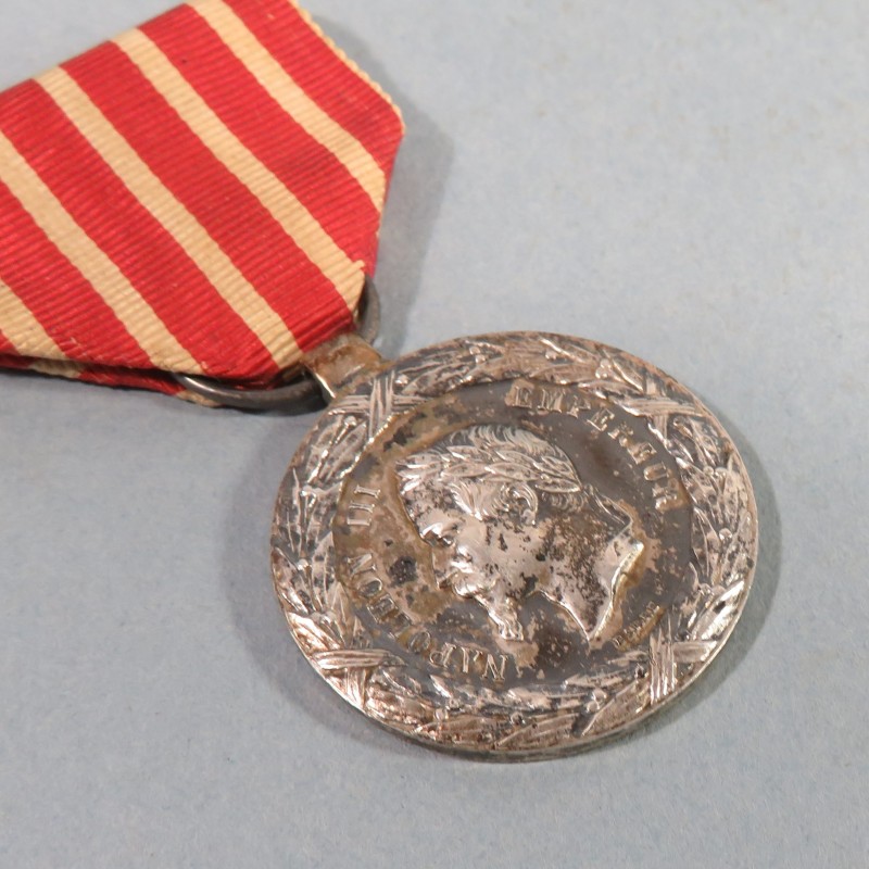 MEDAILLE DE LA CAMPAGNE D'ITALIE NAPOLEON III 1859 SECOND EMPIRE SIGNEE BARRE MAGENTA SOLFERINO