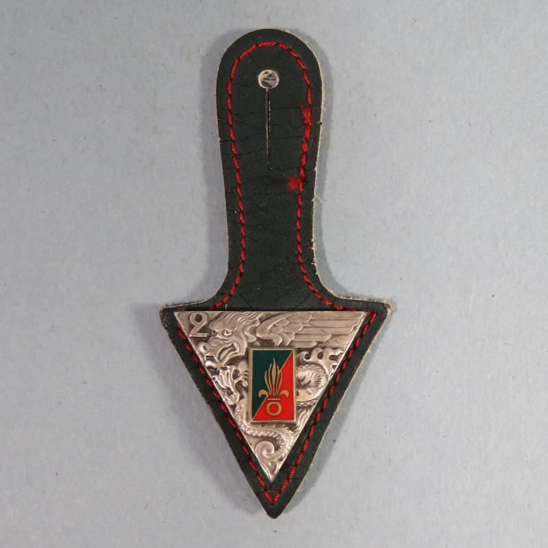 INSIGNE MILITAIRE 2 ème REP PARACHUTISTE LEGION ETRANGERE PARA FABRICATION J.BALME G1948 VERT FONCE