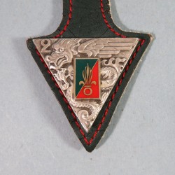 INSIGNE MILITAIRE 2 ème REP PARACHUTISTE LEGION ETRANGERE PARA FABRICATION J.BALME G1948 VERT FONCE