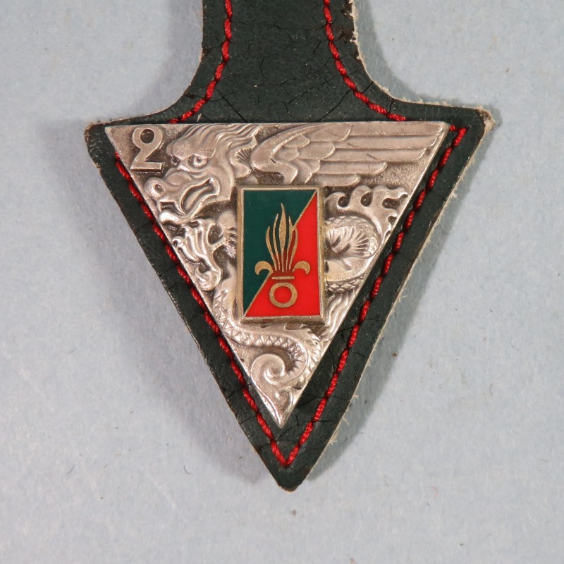 INSIGNE MILITAIRE 2 ème REP PARACHUTISTE LEGION ETRANGERE PARA FABRICATION J.BALME G1948 VERT FONCE