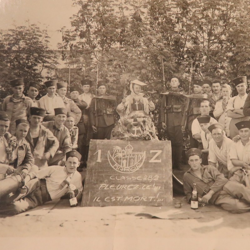 PHOTO SOUVENIR DU PERE 100 AU 1 er ZOUAVE LE 1 er OCTOBRE 1929 AU MAROC FORMAT 13 X 17.8 cm