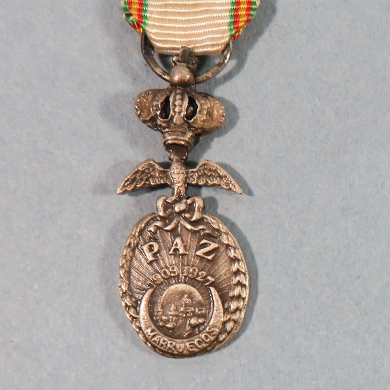 ESPAGNE MAROC REDUCTION DE LA MEDAILLE DE LA PAZ 1909 1927 LA PAIX AU MAROC GUERRE DU RIF MARRUECOS MINIATURE MEDAL