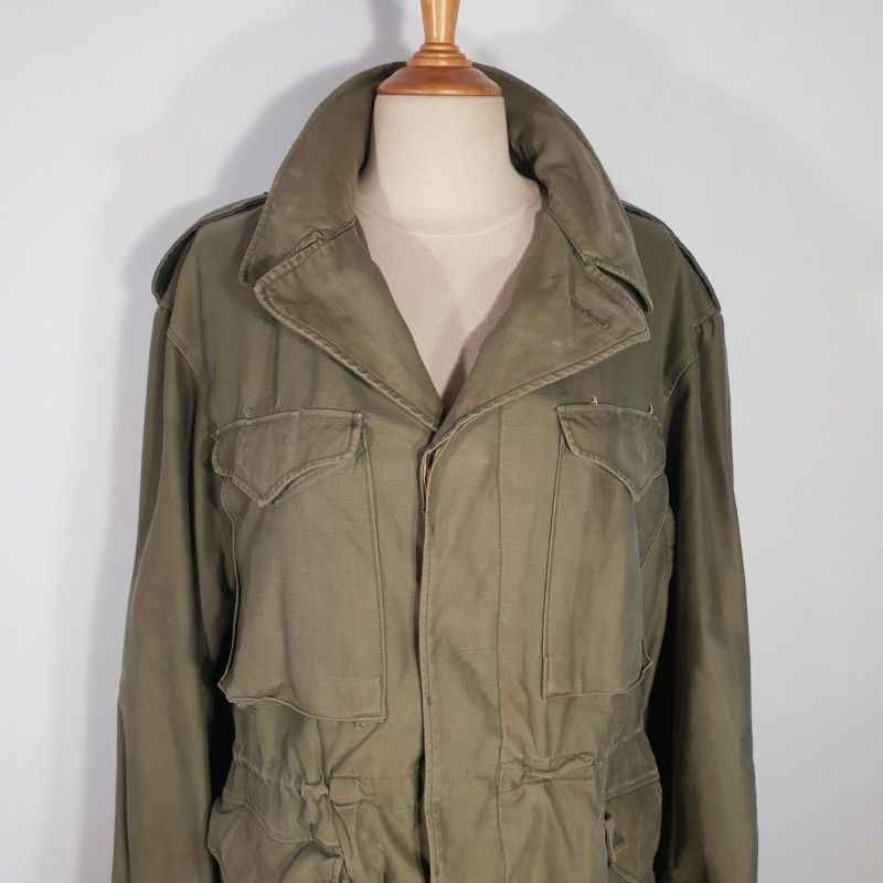 USA VESTE BLOUSON M-43 OU MODELE 1943 JACKET FIELD AVEC ATTENTES POUR INSIGNES ET PLACARD FRANCAIS INDOCHINE ALGERIE