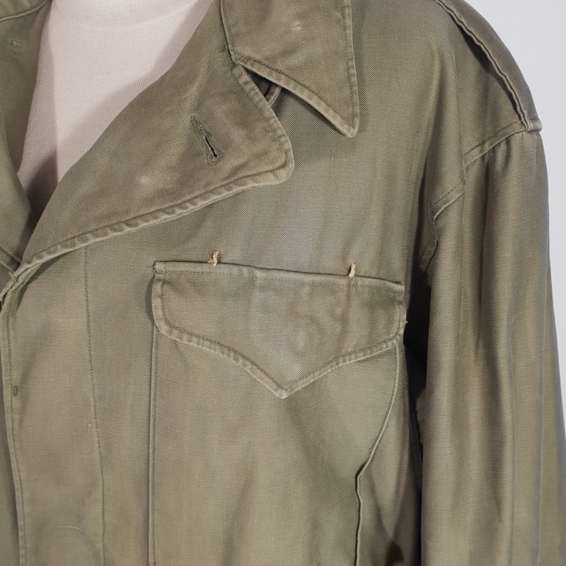 USA VESTE BLOUSON M-43 OU MODELE 1943 JACKET FIELD AVEC ATTENTES POUR INSIGNES ET PLACARD FRANCAIS INDOCHINE ALGERIE