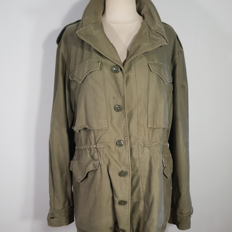 USA VESTE BLOUSON M-43 OU MODELE 1943 JACKET FIELD AVEC ATTENTES POUR INSIGNES ET PLACARD FRANCAIS INDOCHINE ALGERIE