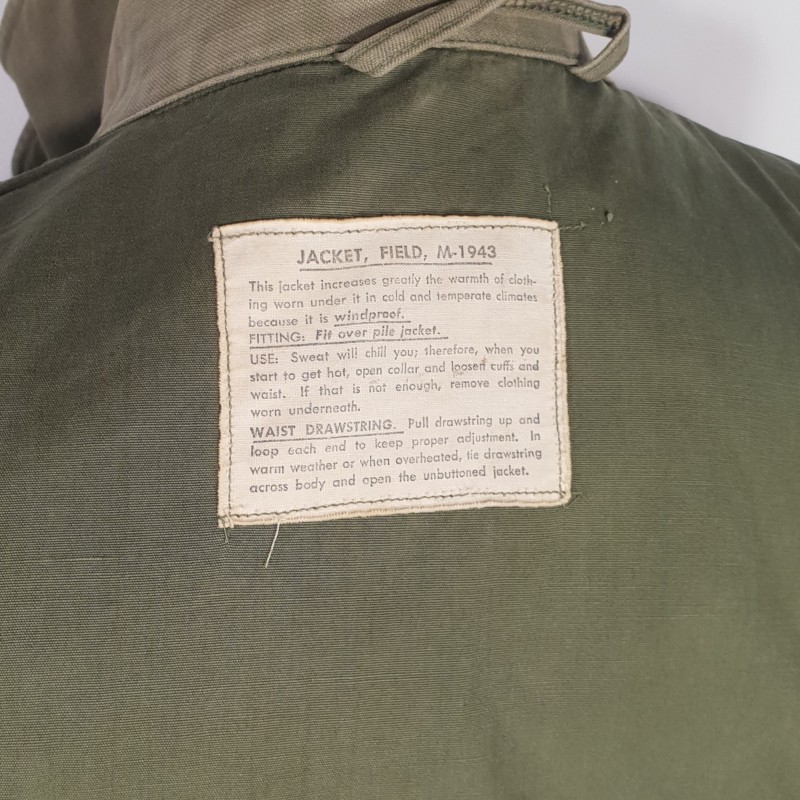 USA VESTE BLOUSON M-43 OU MODELE 1943 JACKET FIELD AVEC ATTENTES POUR INSIGNES ET PLACARD FRANCAIS INDOCHINE ALGERIE