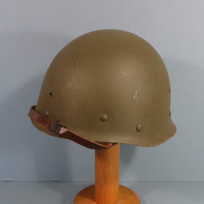 CASQUE FRANCAIS MODELE 1951 AVEC CAMOUFLAGE SALADE MARQUAGE LOURD M.MA.OU 1952 ET LINER FRANCK 1952