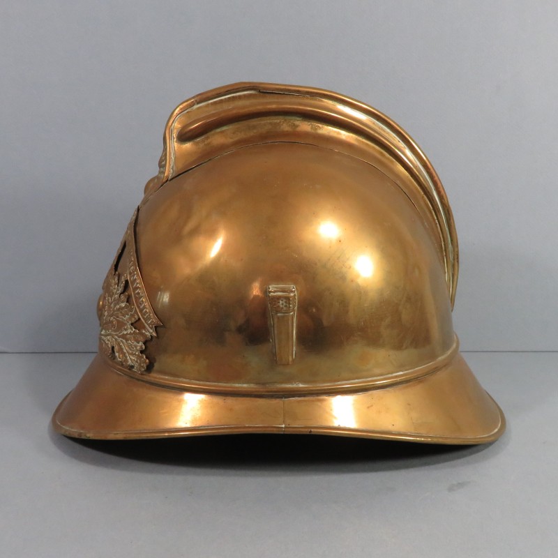 CASQUE DES SAPEURS-POMPIERS DE LA VILLE DE GERMINY L'EVEQUE MODELE 1885 1895 COMPLET AVEC SON INTERIEUR