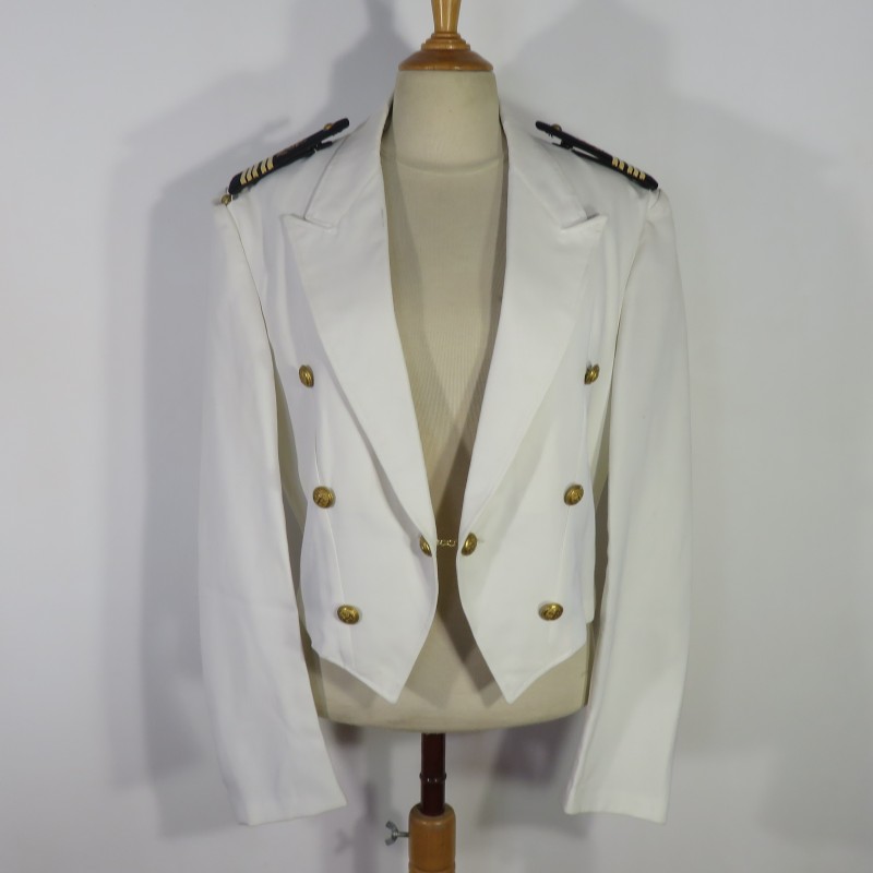 UNIFORME SPENCER ET PANTALON BLANC DE GALA D'OFFICIER CAPITAINE DE VAISSEAU COMMANDANT DE LA MARINE NATIONALE