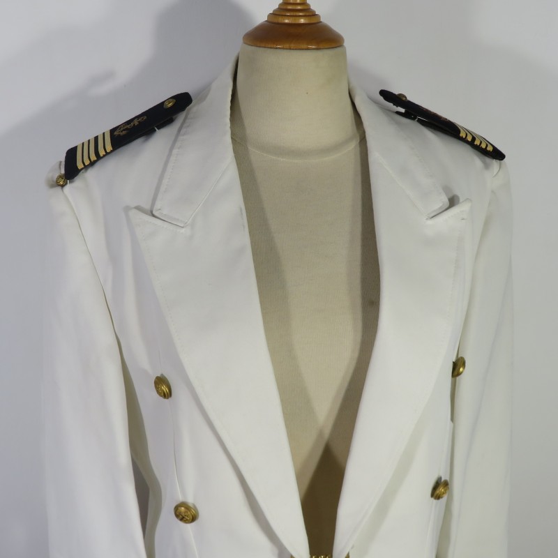 UNIFORME SPENCER ET PANTALON BLANC DE GALA D'OFFICIER CAPITAINE DE VAISSEAU COMMANDANT DE LA MARINE NATIONALE