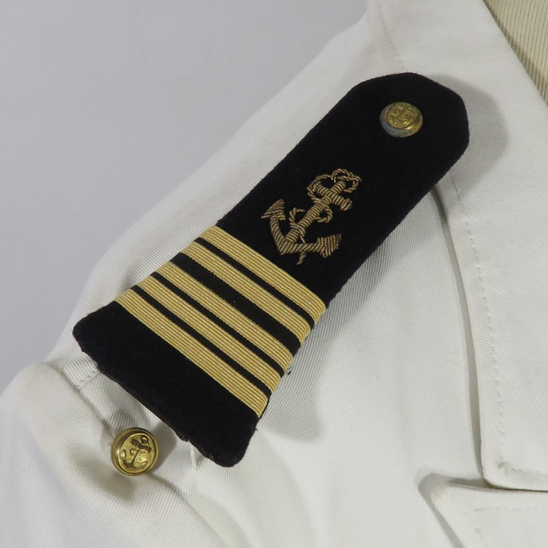 UNIFORME SPENCER ET PANTALON BLANC DE GALA D'OFFICIER CAPITAINE DE VAISSEAU COMMANDANT DE LA MARINE NATIONALE