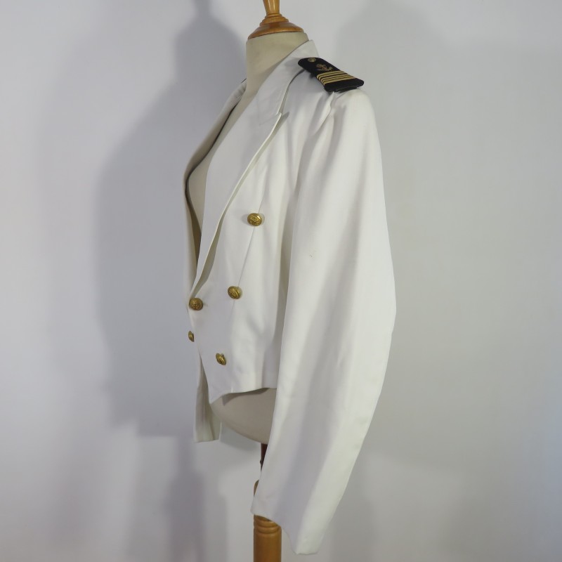 UNIFORME SPENCER ET PANTALON BLANC DE GALA D'OFFICIER CAPITAINE DE VAISSEAU COMMANDANT DE LA MARINE NATIONALE