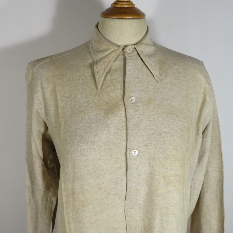 CHEMISE FRANCAISE SOUS OFFICIERS ET OFFICIERS MODELE 1929 BEIGE CHINE FABRICATION CIVIL CAMPAGNE 1939 1940