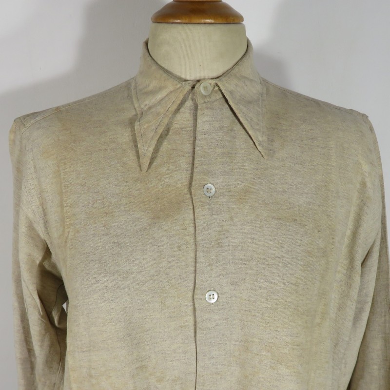 CHEMISE FRANCAISE SOUS OFFICIERS ET OFFICIERS MODELE 1929 BEIGE CHINE FABRICATION CIVIL CAMPAGNE 1939 1940